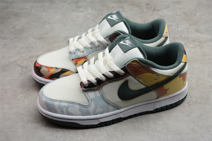 nike sb dunk low sail multi camo dh0957-100
