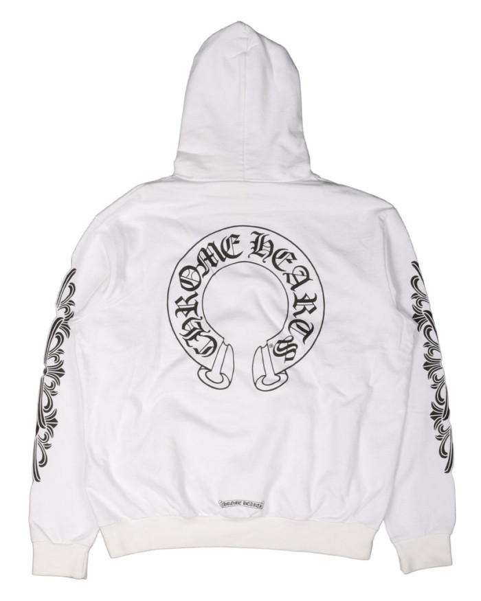 chrome hearts horseshoe floral zip up hoodie