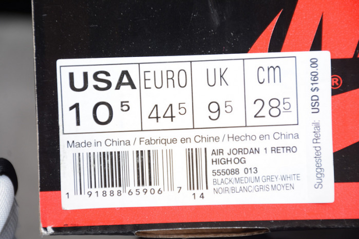 air jordan 1 retro high og shadow black grey 555088-013